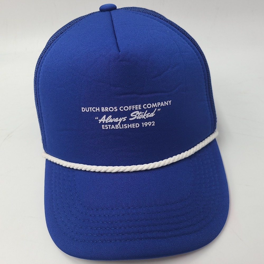 Dutch Bros Hat Snapback Trucker Mesh Rope Coffee Company Always Stoked Blue Men